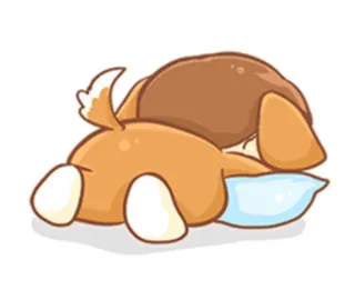😴 hond, slapen, lief, puppy, dier, cartoon, kussen telegram sticker