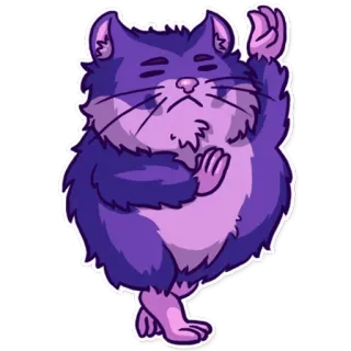 🙃 猫, 瑜伽, 冥想, 动物, 和平, 可爱, 紫色, 贴纸 telegram sticker