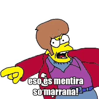 👈 eso es mentira so' marrana! mensonges, insulte, dessin animé, pointage, cri, espagnol telegram sticker