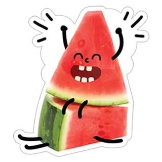 😋 arbuz, owoce, kreskówka, jedzenie, lato, słodki whatsapp sticker