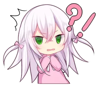 🖤 Anime, Chibi, Confundido/a, Pregunta, Exclamación, Lindo/a, Chica telegram sticker