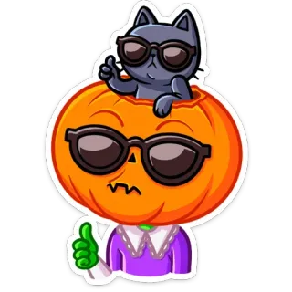 👍 gatto, zucca, halloween, adesivo, cartone animato, figo telegram sticker