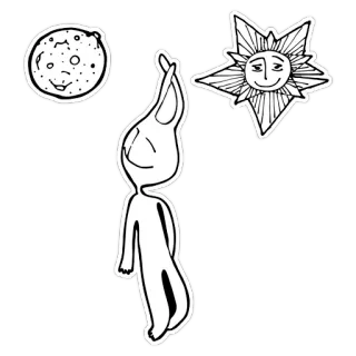 🌚 bulan, matahari, karakter, bintang, langit, unik, lucu, stiker telegram sticker