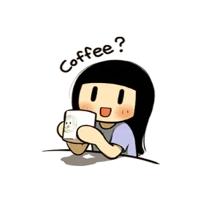 😊 Coffee? kaffee, getränk, süß, cartoon, trinken, mädchen telegram sticker