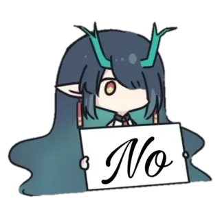 👎 No 不, 拒绝, 动漫, 负面, 标志, 可爱, 精灵 telegram sticker