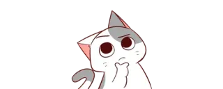 🤔 gato, fofo, adesivo, pensando, anime telegram sticker