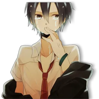 😭 anime, boy, sad, crying, school uniform, manga telegram sticker