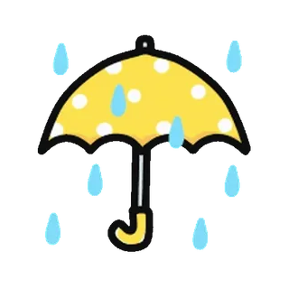 💨 parasol, deszcz, pogoda, żółty, kropki, kreskówka, naklejka telegram sticker