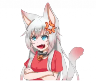 😡 anime, chica gato, enojado/a, frustrado/a telegram sticker