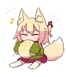 ☺️ Anime, Fille renard, Kawaii, Mignon, Manga, Melonpan, Chibi telegram sticker