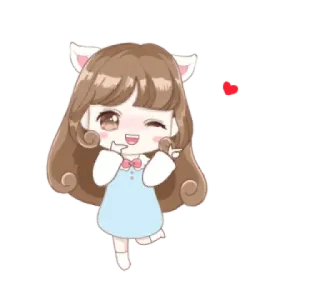 😉 telinga kucing, kartun, kedipan mata, gadis, imut telegram sticker