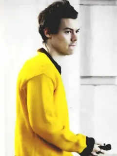💷 Harry Styles chanteur, célébrité, musicien, portrait, Harry Styles, jaune, veste telegram sticker