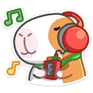 🎶 Meerschweinchen, Musik, Kopfhörer, Tier, süß, Cartoon whatsapp sticker