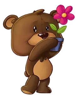 🌹 orsacchiotto, fiore, pianta, carino, animale, cartone animato whatsapp sticker