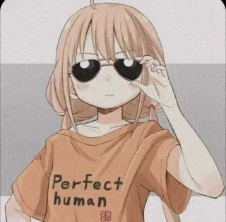 🤓 Perfect human Dziewczyna anime, Okulary przeciwsłoneczne, Kreskówka, Idealny, Człowiek, Słodki telegram sticker