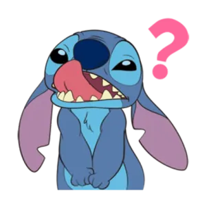 ❓ Stitch Cartone animato, Confuso, Alieno, Carino, Domanda telegram sticker