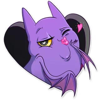 😘 dơi, dễ thương, trái tim, tình yêu, động vật, nhãn dán telegram sticker