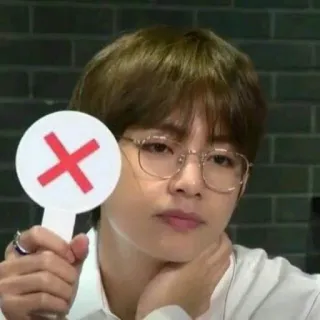 🎭 personne, asiatique, lunettes, croix rouge, signe négatif, kpop telegram sticker