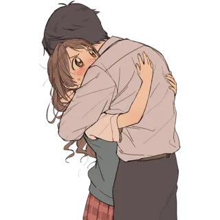 ❤️ Anime, Abraço, Casal, Romance, Afeição, Amor, Relacionamento whatsapp sticker