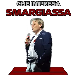🏎 CHE IMPRESA SMARGIASSA Italiano, Texto, Homem, Microfone telegram sticker