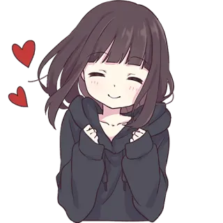 🥰 Anime, Cô gái, Trái tim, Dễ thương, Kawaii, Vui vẻ telegram sticker