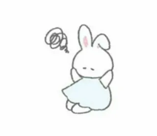 🤍 conejo, lindo, dibujos animados, animal, triste telegram sticker