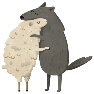 🐺 wolf, sheep, friendship, hug, animal telegram sticker