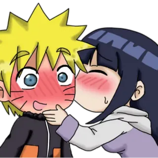 😚 Naruto 애니메이션, 나루토, 히나타, 키스, 로맨스, 만화 telegram sticker