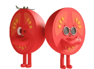 😎 tomate, dibujos animados, comida, mono, personajes, verdura whatsapp sticker
