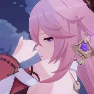 🦊 Yae Miko Genshin Impact Аниме, Genshin Impact, Яэ Мико, Видеоигра, Персонаж whatsapp sticker