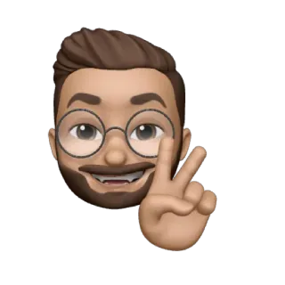 ✌️ Avatar, Emoji, Sinal de paz, Óculos, Homem, Desenho animado telegram sticker