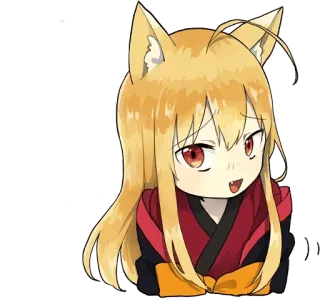 😉 garota anime, orelhas de raposa, fofo, mangá, desenho animado whatsapp sticker
