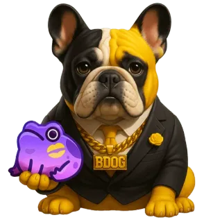 🎁 BDOG Hund, Frosch, Anzug, Gold, Schmuck telegram sticker