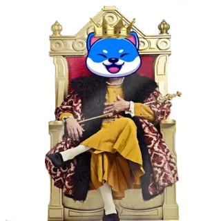 🤴 doge, king, royal, throne, meme, crown, dog whatsapp sticker