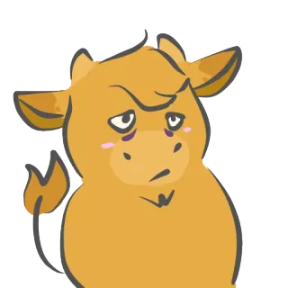 😞 mucca, animale, cartone animato, carino, adesivo, illustrazione, emoji, arrabbiato telegram sticker