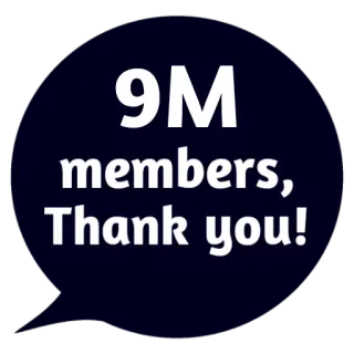 ❤ 9M members, Thank you! Mitglieder, Danke, Feier, Erfolg, Gruppe, Community whatsapp sticker