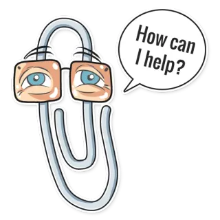 📎 How can I help? Trombone, Bureau, Dessin animé, Anthropomorphe, Mignon, Serviable telegram sticker