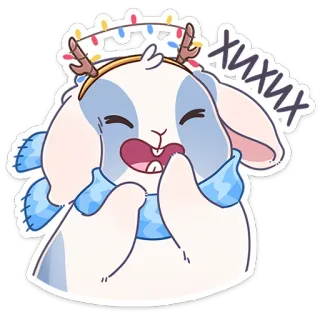 😆 ХИХИХ kelinci, bunny, natal, musim dingin, imut, hewan, syal telegram sticker