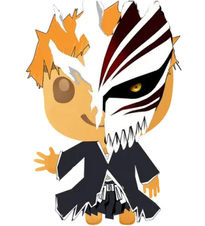 🍪 Ichigo Kurosaki Bleach Ichigo, Kurosaki, Bleach, Anime, Manga, Maschera Hollow, Chibi telegram sticker
