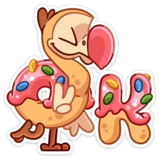 👌 K Cartone animato, Carino, Fenicottero, Ciambella, Dolce whatsapp sticker