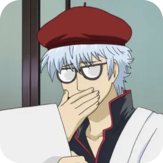 👄 Gintoki Sakata Gintama Anime, Manga, Béret, Embarrassé(e), Personnage telegram sticker
