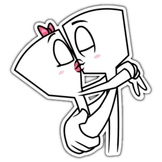 👩 cartone animato, scheletro, bacio, amore, coppia, cuore telegram sticker