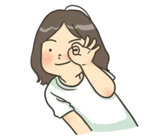 👌 오케이, 손 제스처, 소녀, 만화, 스티커, 귀여운 whatsapp sticker