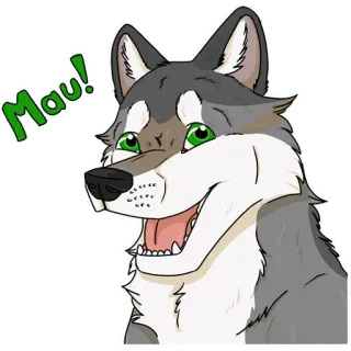 😄 Mau! lobo, animal, dibujos animados, furry, sonrisa whatsapp sticker
