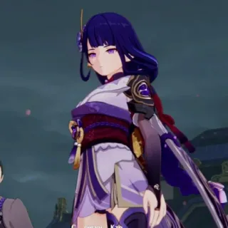 🧡 Raiden Shogun Genshin Impact anime, video game, character, woman, purple telegram sticker