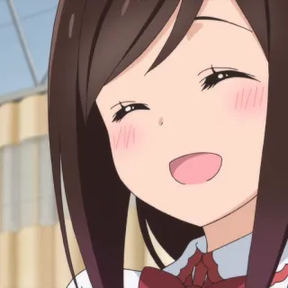 😄 anime, girl, smiling, happy, cartoon telegram sticker