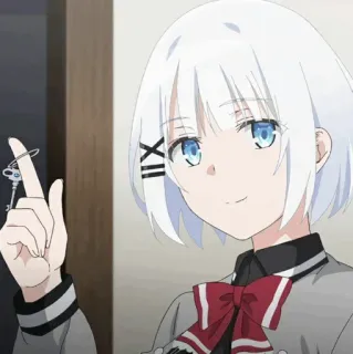 🤗 アニメ, 女の子, 白髪, 制服 telegram sticker