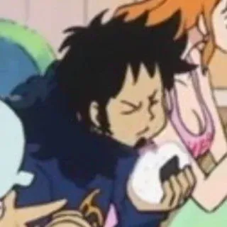 🤌 Trafalgar Law One Piece anime, one piece, trafalgar law, jedzenie, onigiri, kreskówka whatsapp sticker