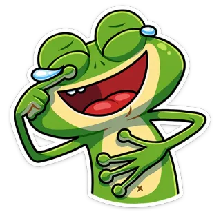 🤣 rana, dibujos animados, lindo, feliz, emoji, pegatina, riendo telegram sticker