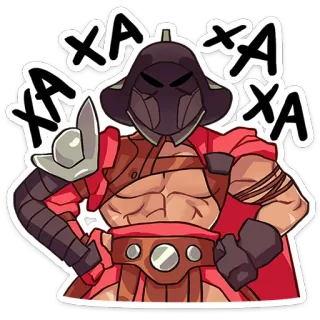 😂 XA XA XA gladiador, personaje, armadura, casco, dibujos animados, ilustración telegram sticker